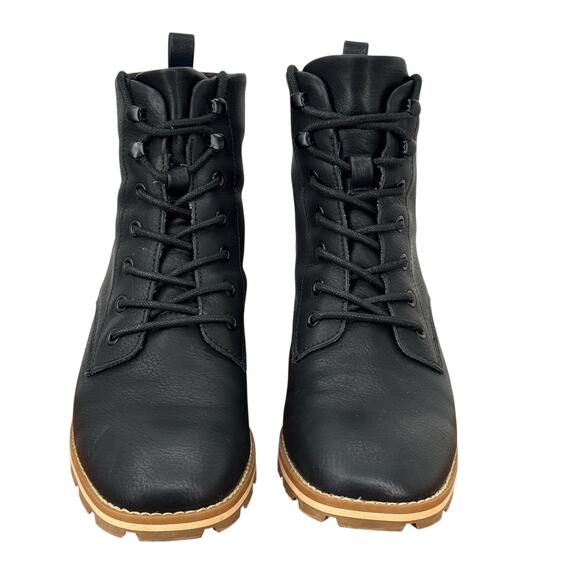 Korks Kork Ease Boot Combat Lace Up Vegan Womens SZ 8.5 Black Ankle Faux Leather - Picture 3 of 12